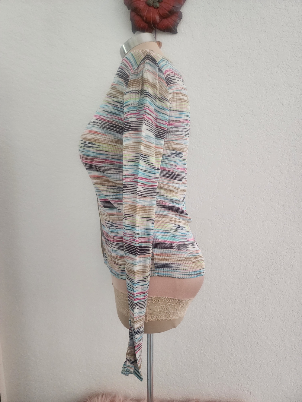 M MISSONO | Multicolor Striped V-Neck Button Cardigan - Picture 5 of 16